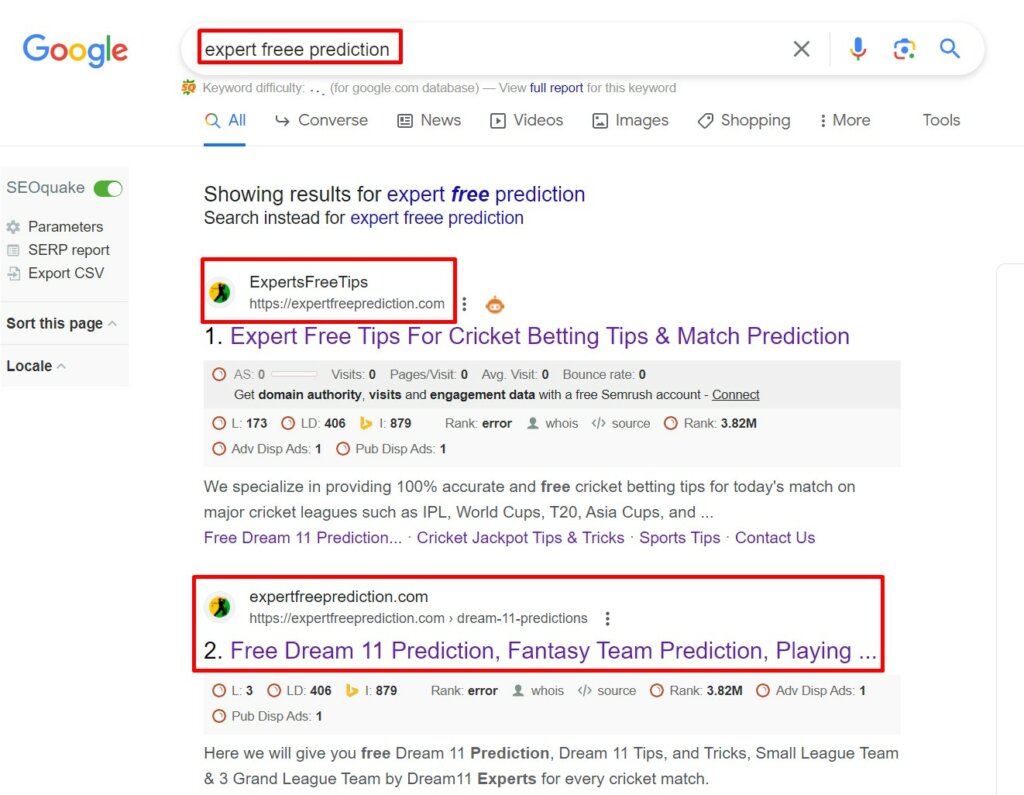 Website link at top ExpertFreeTips