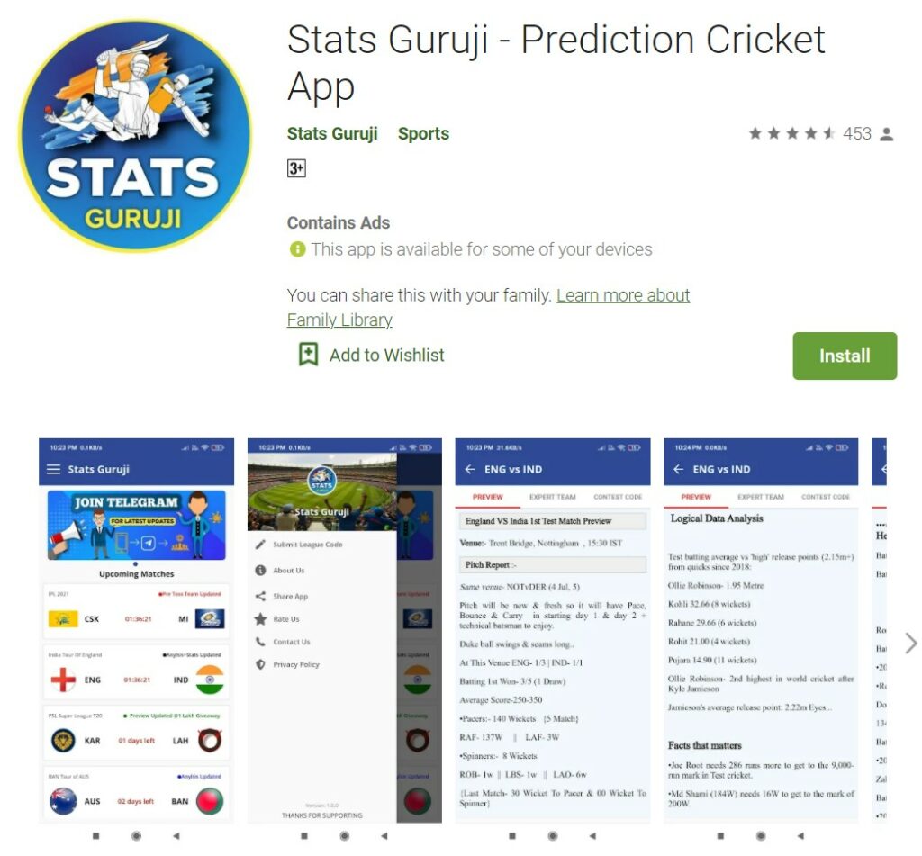Stats Guruji Prediction Cricket App