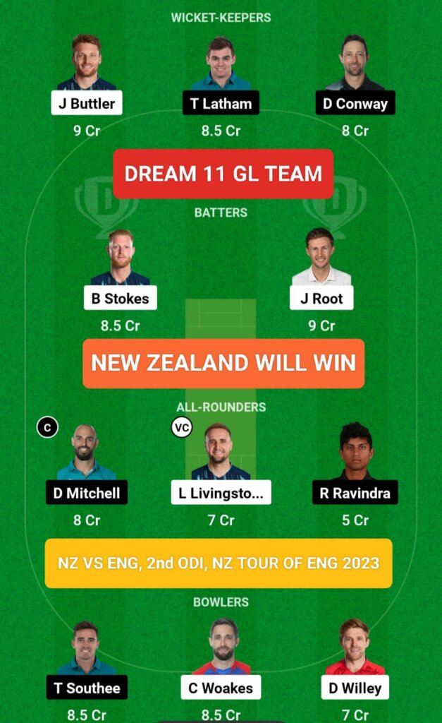 ENG vs NZ Dream 11 GL Team Prediction
